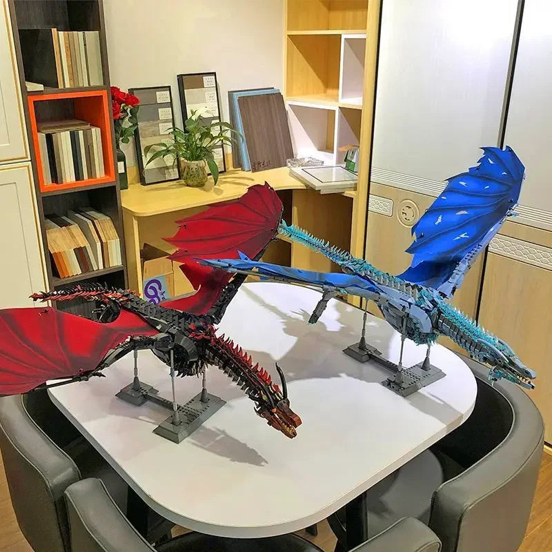 Puzzloria Giant Dragon Master Builder Set - 1889 piece premium building blocks with articulated wings and poseable joints for ages 12+