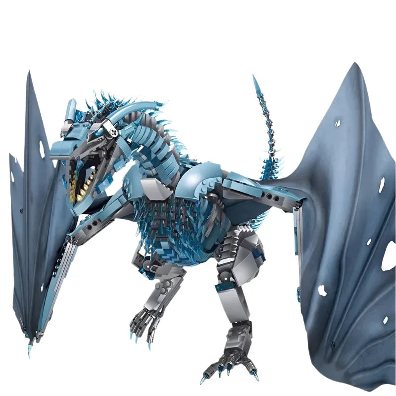 Puzzloria Giant Dragon Master Builder Set - 1889 piece premium building blocks with articulated wings and poseable joints for ages 12+