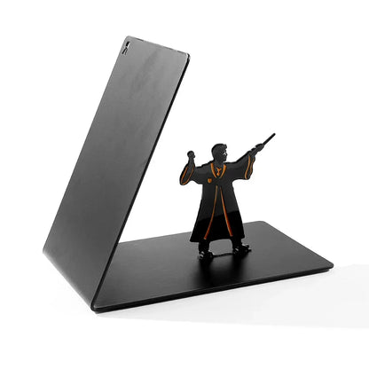 wizard graduate metal bookend with detachable magnetic figure powder coated steel home library decor – Harry Potter, Superhero, Yoda