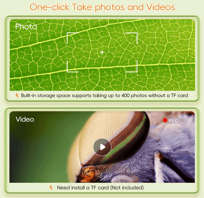 Pro 1000X digital microscope one-click photo video function leaf and insect samples — SCOPE-1, SCOPE-2, SCOPE-4