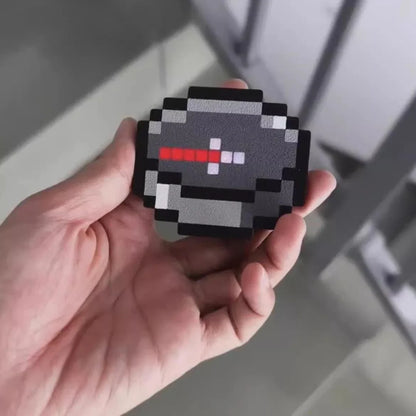 8 bit voxel pixel compass with red led illumination magnetic north navigation tool for hiking camping and gaming desk