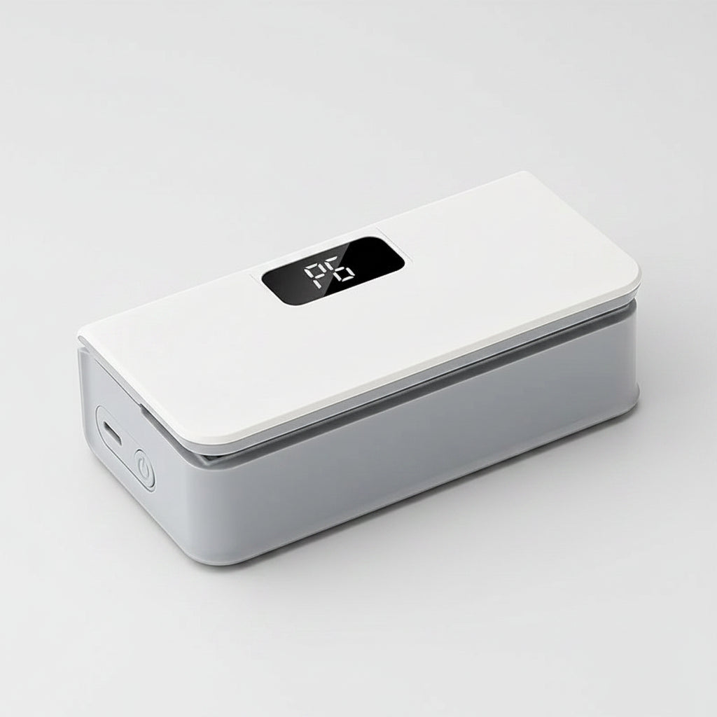 white mini bag sealer compact kitchen heat sealer hidden cutter food storage gadget USB-C rechargeable pantry tool – White