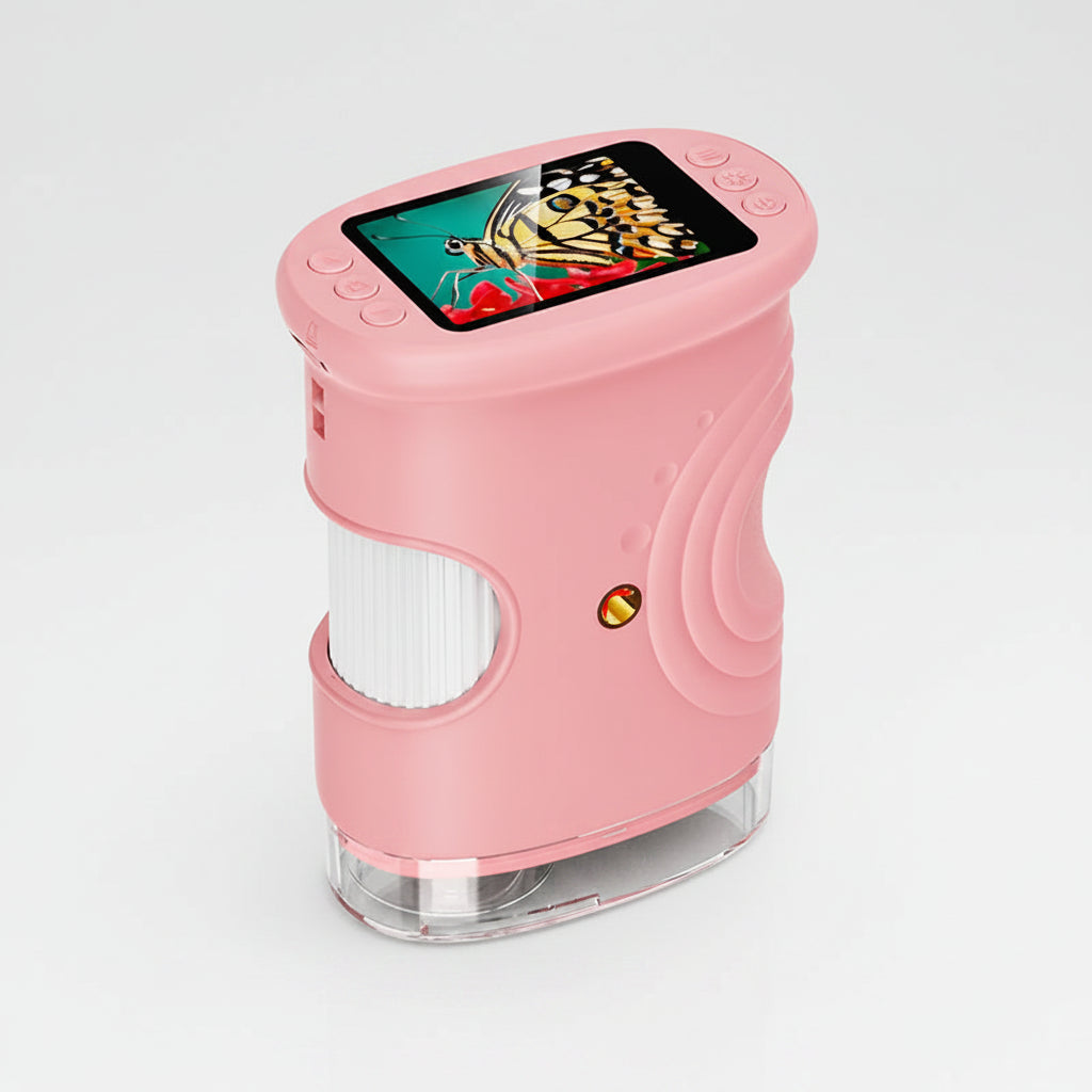 1000X handheld digital microscope for kids Mini Pocket Pink edition product shot — 3256809371507080-P