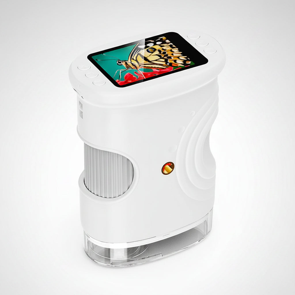 1000X handheld digital microscope for kids Mini Pocket White edition product shot — 3256810283375443-W