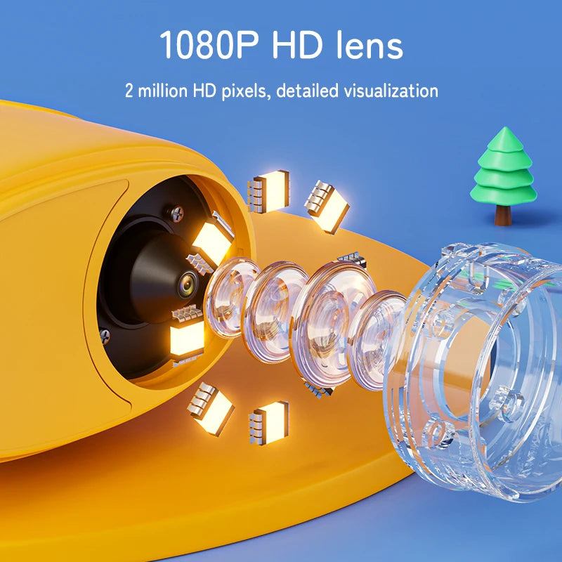 Kids handheld microscope 1080P HD lens 2 million pixels detailed visualization Yellow shown — 3256809371507080-Y, 3256810283375443-W, 3256809371507080-P, 3256810283375443-P