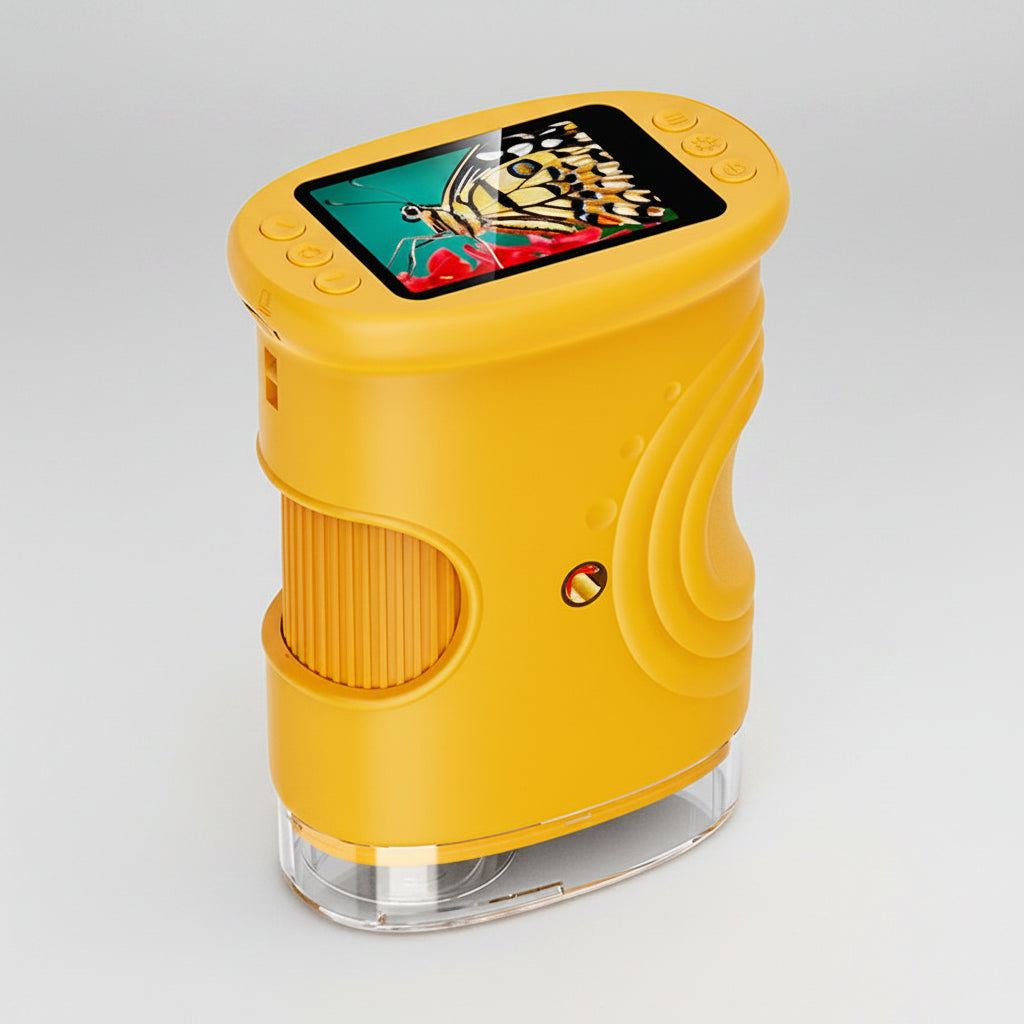 1000X handheld digital microscope for kids Mini Pocket Yellow edition product shot — 3256809371507080-Y