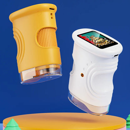 Mini Pocket 1000X microscope for kids hero feature icons — 3256809371507080-Y, 3256810283375443-W, 3256809371507080-P, 3256810283375443-P