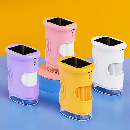Mini Pocket 1000X microscope four colors yellow white pink purple kids handheld microscope variant showcase — 3256809371507080-Y, 3256810283375443-W, 3256809371507080-P, 3256810283375443-P