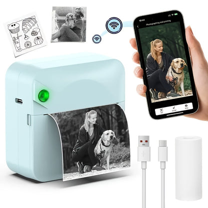 Mini thermal pocket printer wireless Bluetooth inkless label sticker maker portable photo printer Black, White, Blue, Pink