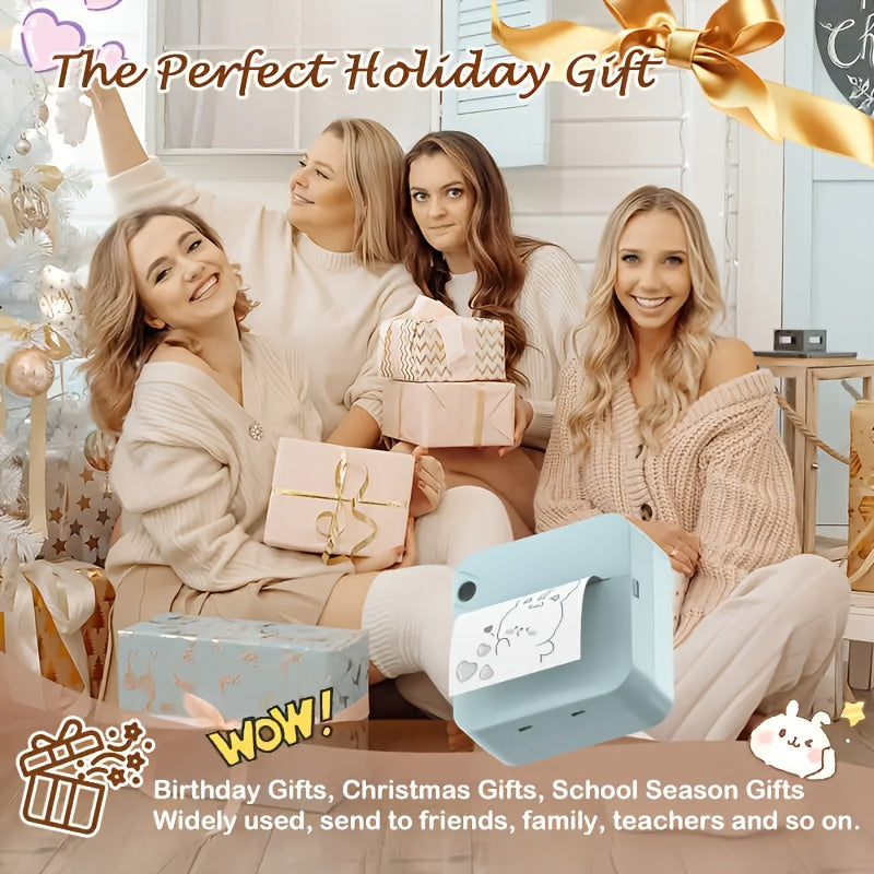 Mini thermal pocket printer wireless Bluetooth inkless label sticker maker portable photo printer Black, White, Blue, Pink