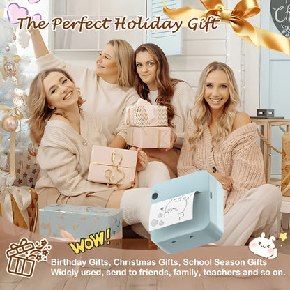 Mini thermal pocket printer wireless Bluetooth inkless label sticker maker portable photo printer Black, White, Blue, Pink