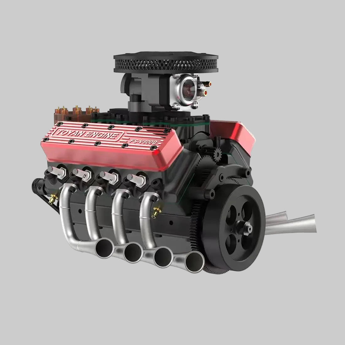 mini v8 engine kit that runs on gas red metal working model 1/10 toyan fs-v800 desktop gift for adults, kit or pre-assembled