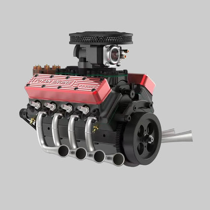 mini v8 engine kit that runs on gas red metal working model 1/10 toyan fs-v800 desktop gift for adults, kit or pre-assembled