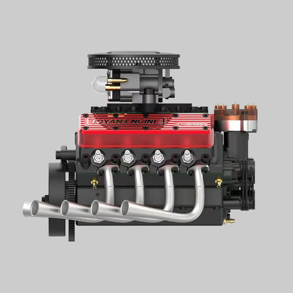 working v8 engine model kit gasoline spark ignition distributor exhaust headers 1/10 toyan fs-v800 rc, kit or pre-assembled