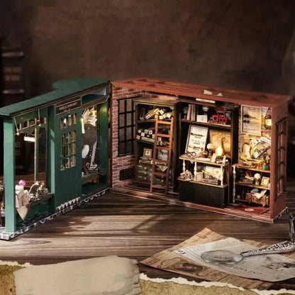 miniature apothecary shop model measuring 11.2 inches wide, craft kit for adults who collect tiny buildings