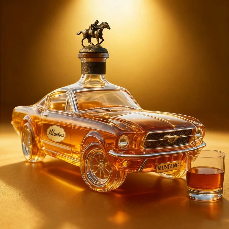 car shaped whiskey bottle mancave bar decor bourbon display - Blanton's