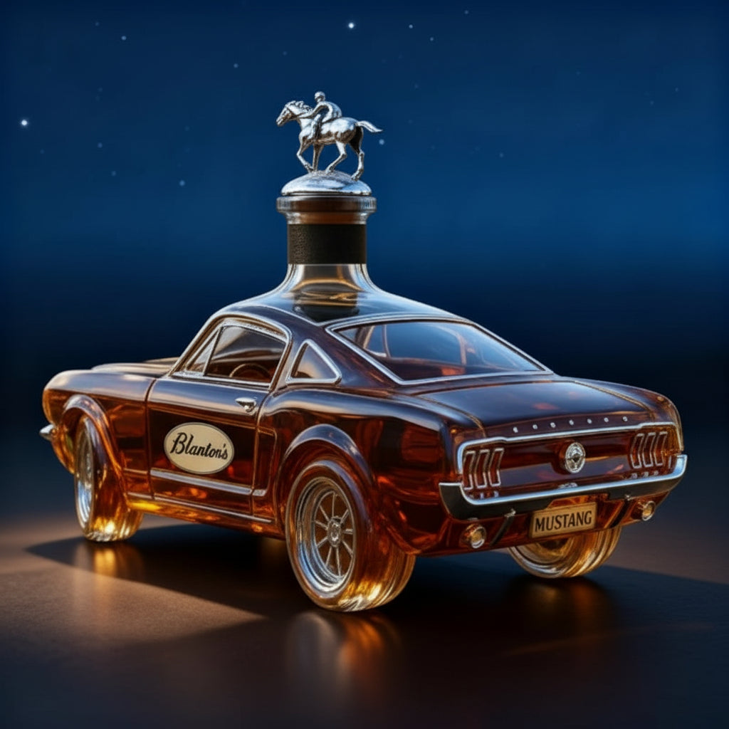 mustang decanter jockey horse cap license plate collectible - Blanton's
