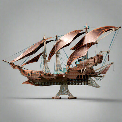 Puzzloria | Secrets of the Aether 3D Steampunk Pirate Ship Wooden Assembly Kit