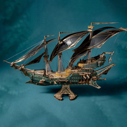 Puzzloria | Secrets of the Aether 3D Steampunk Pirate Ship Wooden Assembly Kit