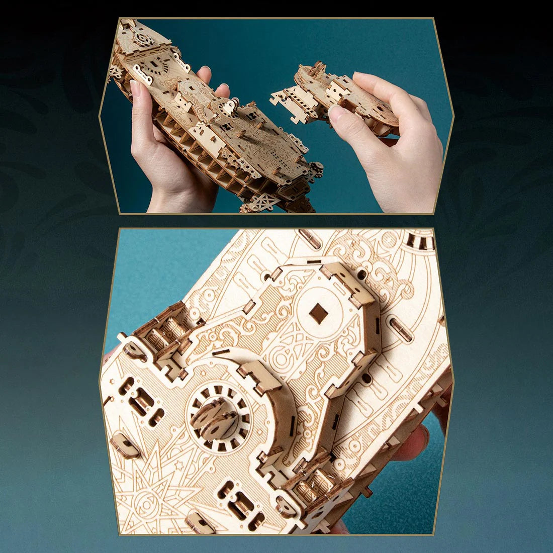 Puzzloria | Secrets of the Aether 3D Steampunk Pirate Ship Wooden Assembly Kit