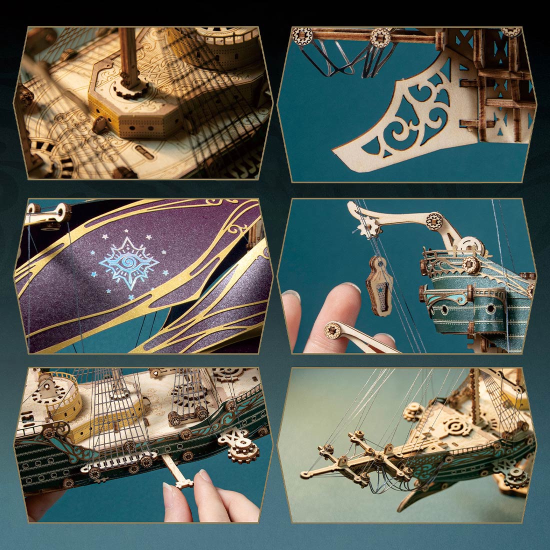 Puzzloria | Secrets of the Aether 3D Steampunk Pirate Ship Wooden Assembly Kit