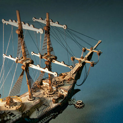 Puzzloria | Secrets of the Aether 3D Steampunk Pirate Ship Wooden Assembly Kit