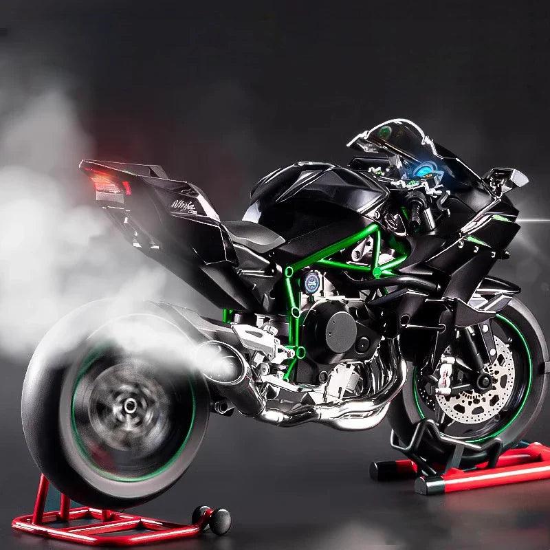 Remote control motorcycle toy for adults, hobby display model with realistic racing details and working suspension