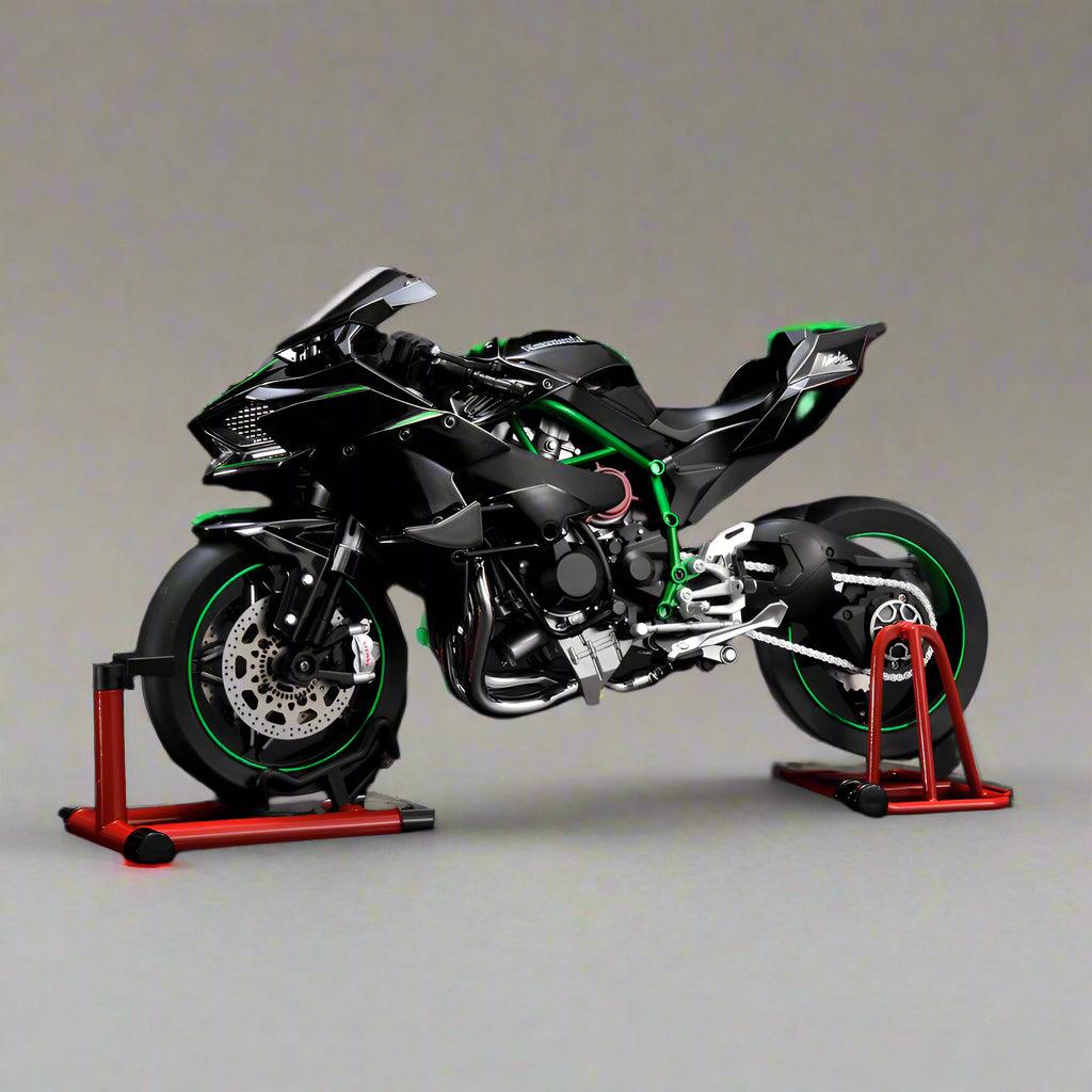 Scale model sport bike with detailed exhaust system and pipes, birthday gift idea for motorbike riders
