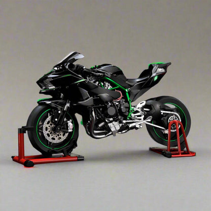 Scale model sport bike with detailed exhaust system and pipes, birthday gift idea for motorbike riders