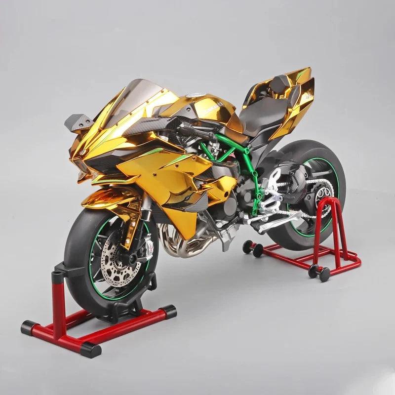 Die-cast remote control superbike model bike, motorsport decor and biker birthday gift in Gold