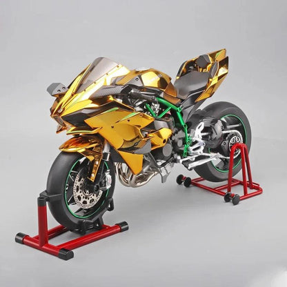 Die-cast remote control superbike model bike, motorsport decor and biker birthday gift in Gold