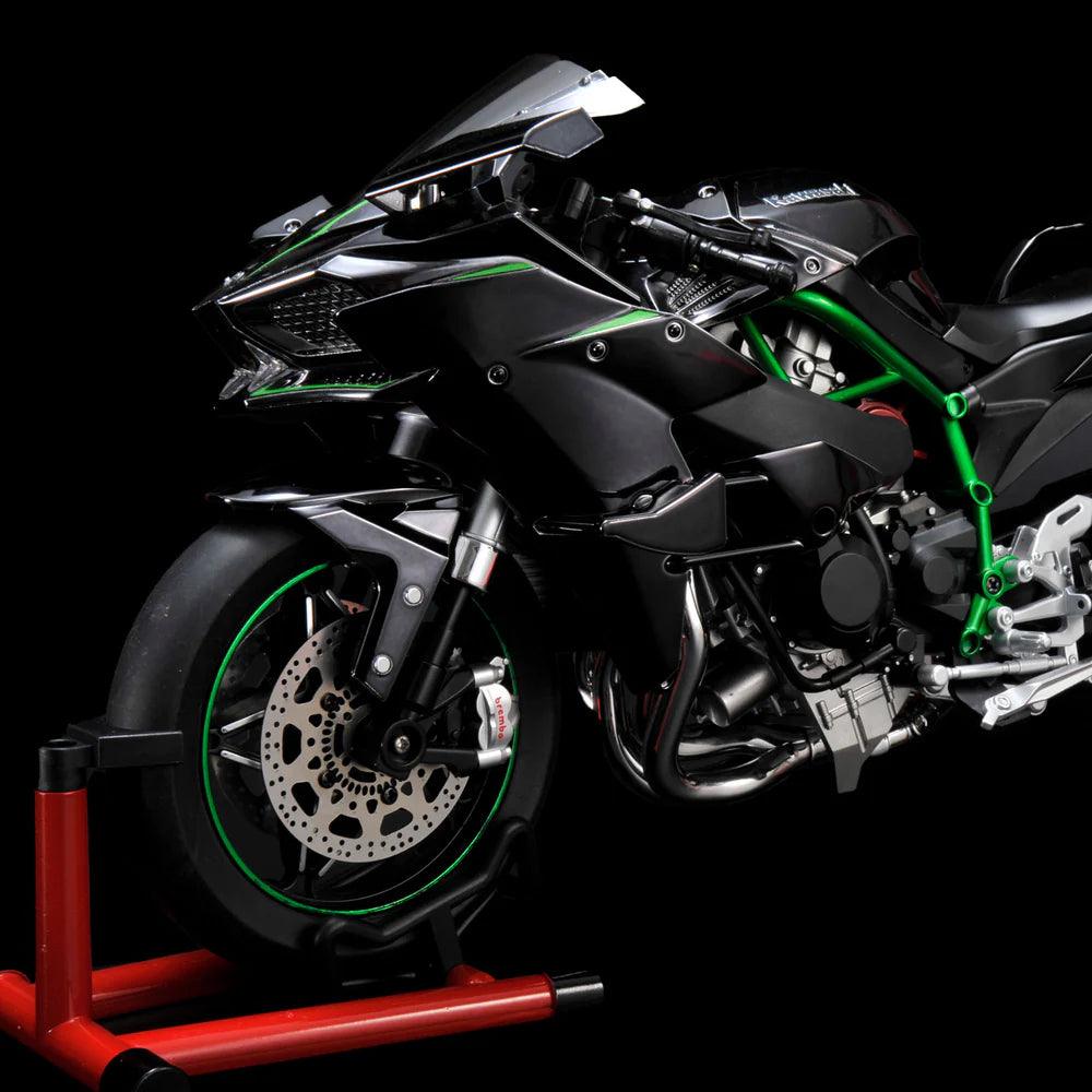 Ninja H2R model motorcycle with realistic engine sound, desk and shelf display piece in Black
