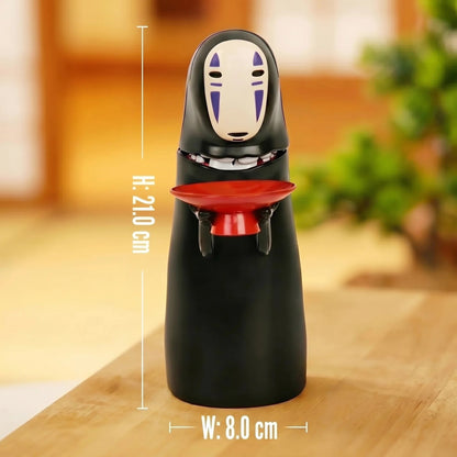 kaonashi money bank 21cm anime spirit coin saver for desk and shelf, automatic coin eating piggy bank gift for kids