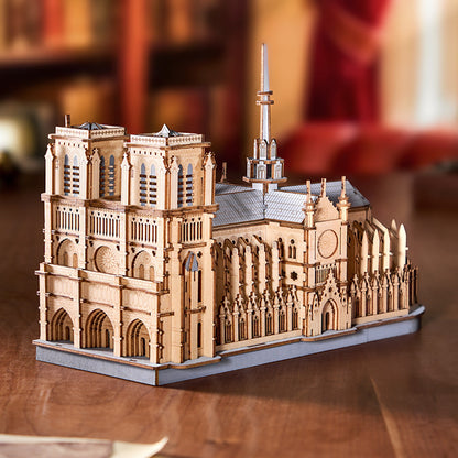 330 piece gothic cathedral model kit for adults, paris landmark replica for a bookshelf or a mantelpiece