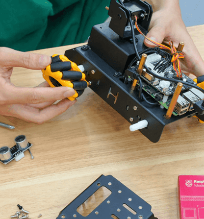 educational robot kit with line follower sensors and app control for stem workshops, With Raspberry Pi 4B (4GB), With Raspberry Pi 5 (4GB)