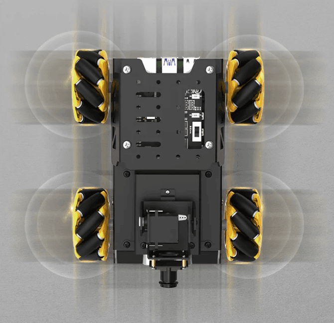 mecanum wheel robot chassis moving sideways and diagonally, programmable robotics kit for classrooms, Without Raspberry Pi 5