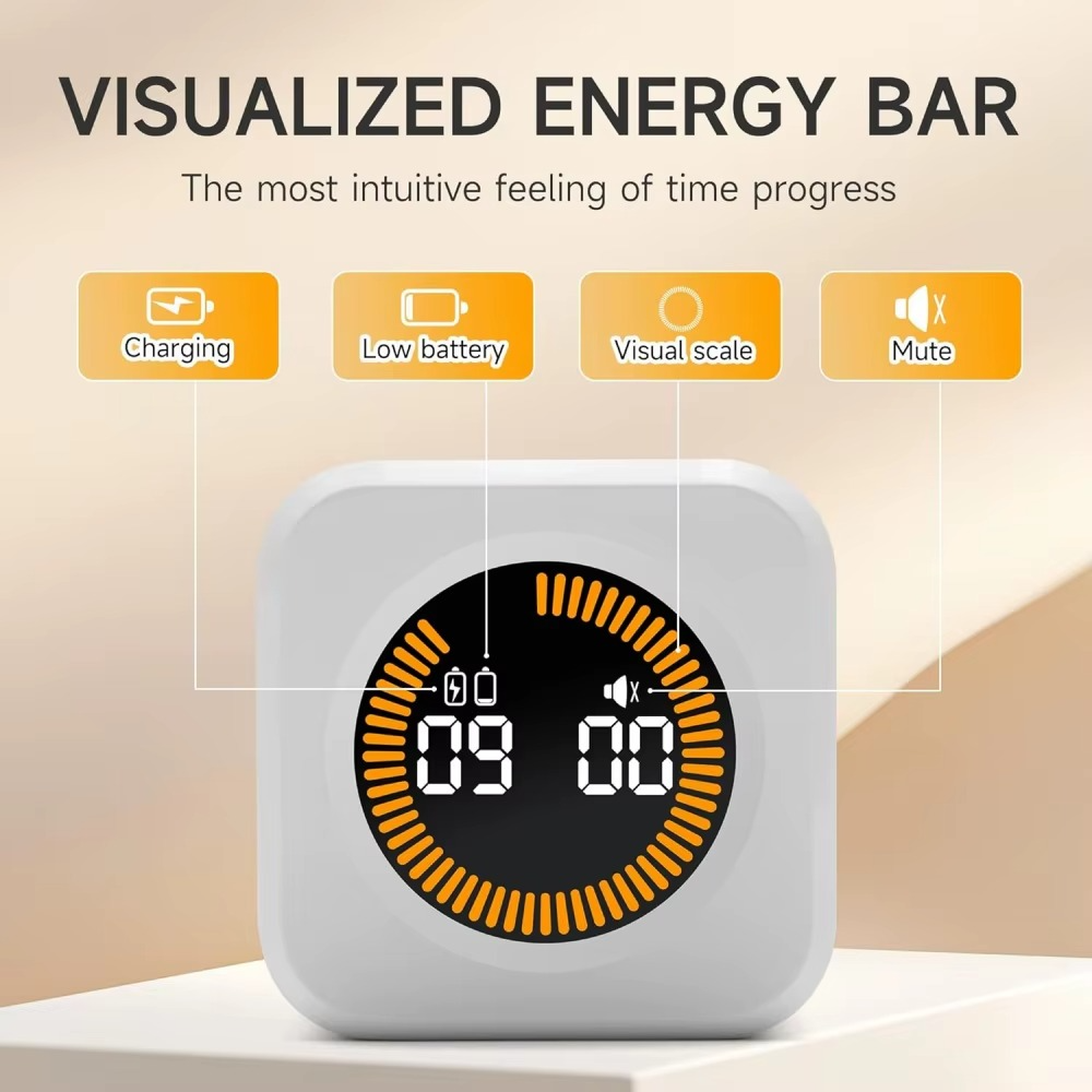 Mini pomodoro timer cube with flip countdown LED display for productivity focus and time management