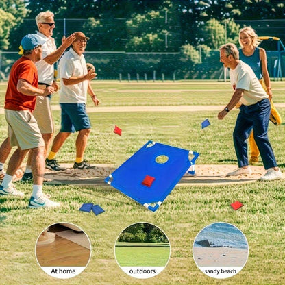 portable cornhole set for home backyard and sandy beach play, foldable bag toss boards for camping trips, 2 Boards (Red + Blue)