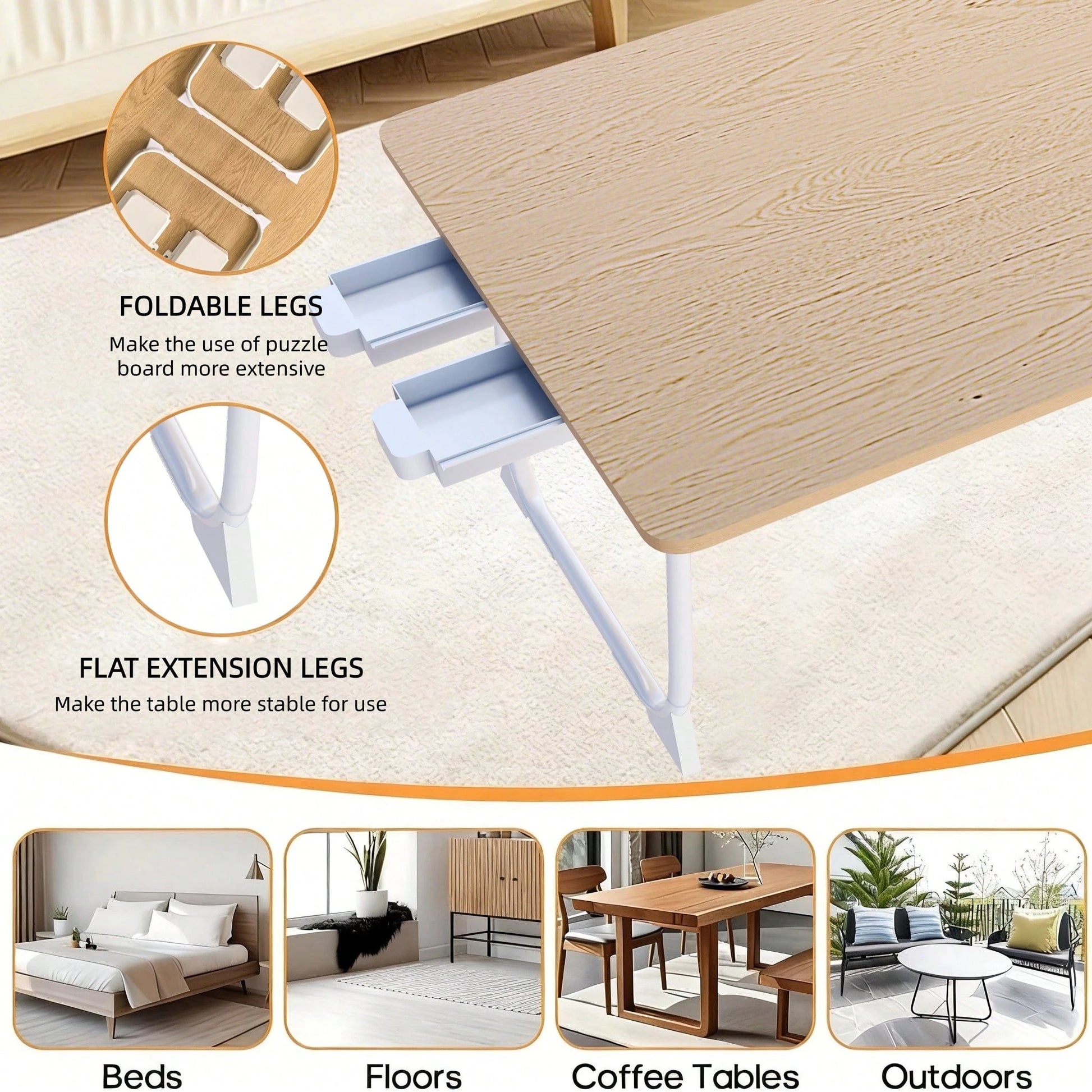 folding puzzle table with extension legs for use on beds, floors, coffee tables and outdoors, jigsaw board gift, 1200 Piece, 800 Piece