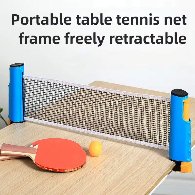 portable table tennis net set retractable clip-on net 2 paddles 3 balls instant ping pong setup anywhere – Orange, Gray, Blue, Black