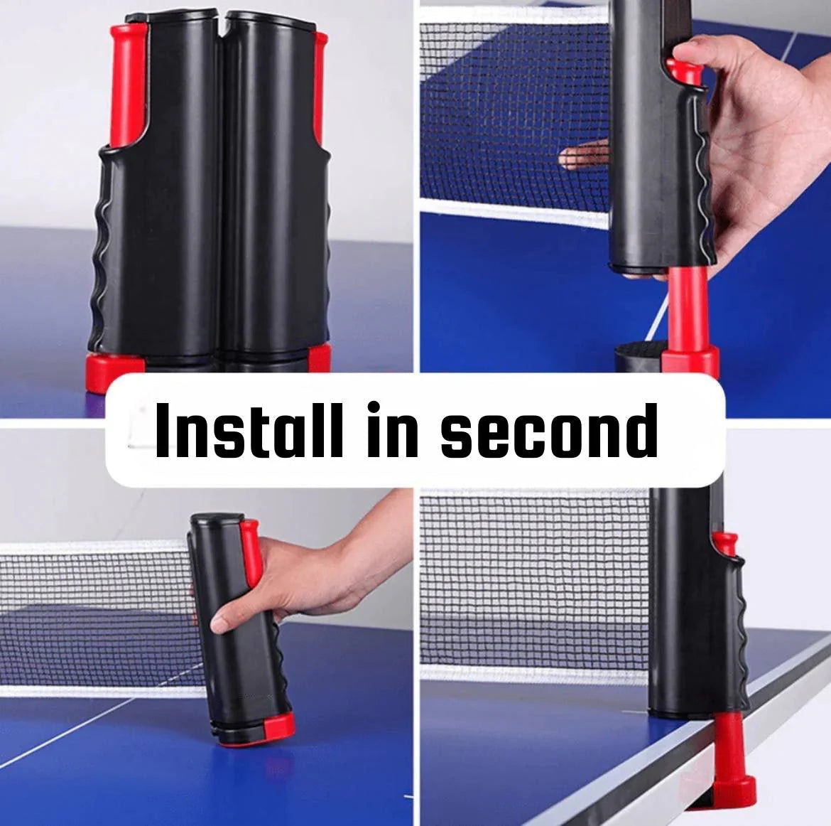 portable ping pong set with paddles and net for family game night travel and remote work break room – Orange, Gray, Blue, Black