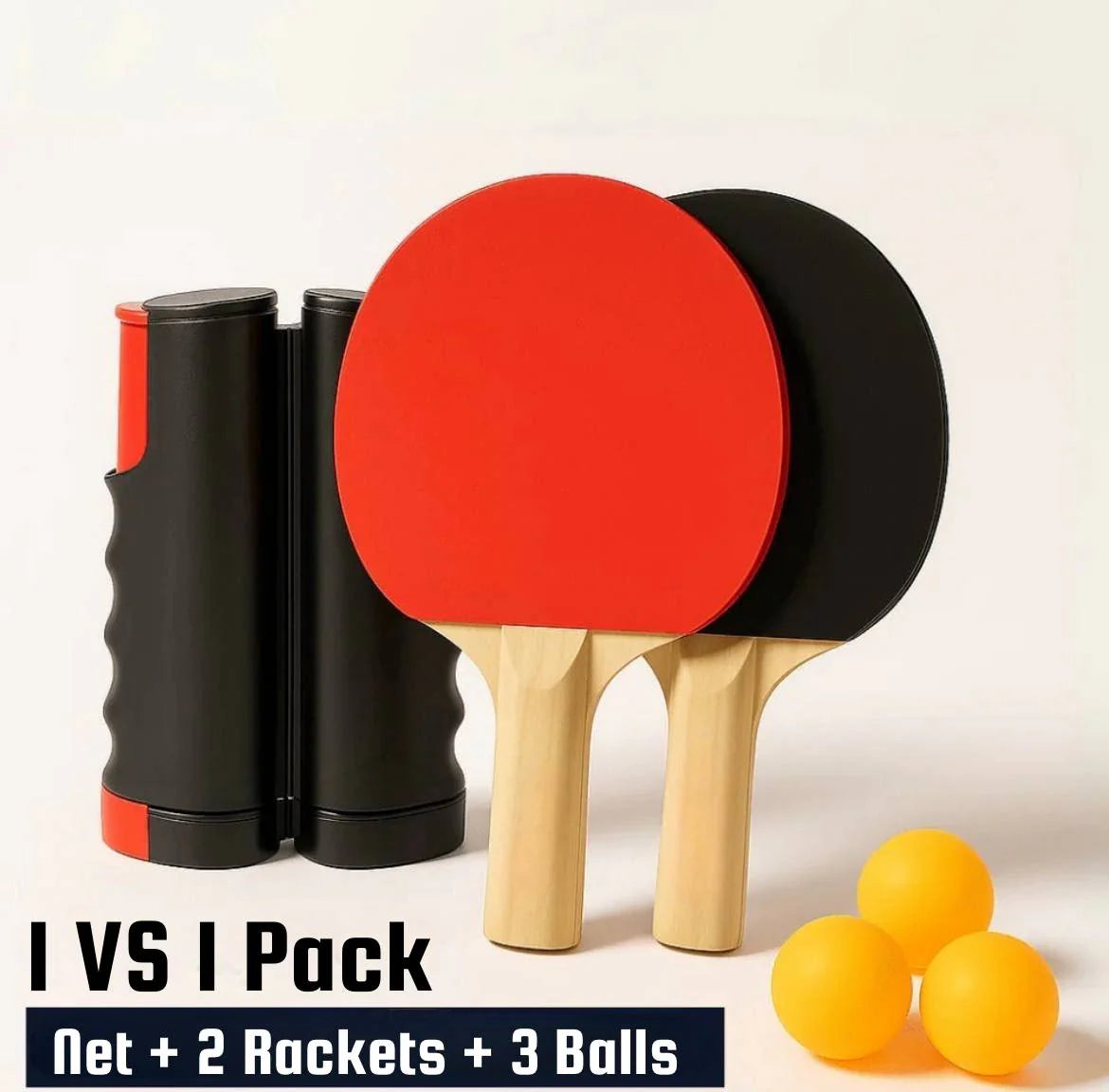 ping pong set with net 2 paddles and 3 balls portable color options orange gray blue black gift idea – Orange, Gray, Blue, Black