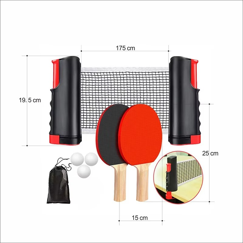 retractable ping pong net adjustable clip-on for any table up to 5cm thick portable table tennis game kit – Orange, Gray, Blue, Black