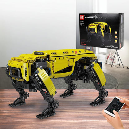 Power Robot Dog Building Blocks Set 936 Pieces with Remote Control Red Yellow