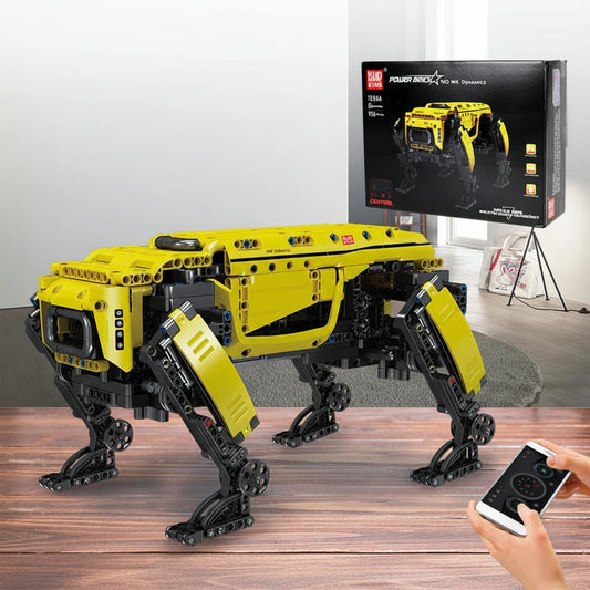 Power Robot Dog Building Blocks Set 936 Pieces with Remote Control Red Yellow