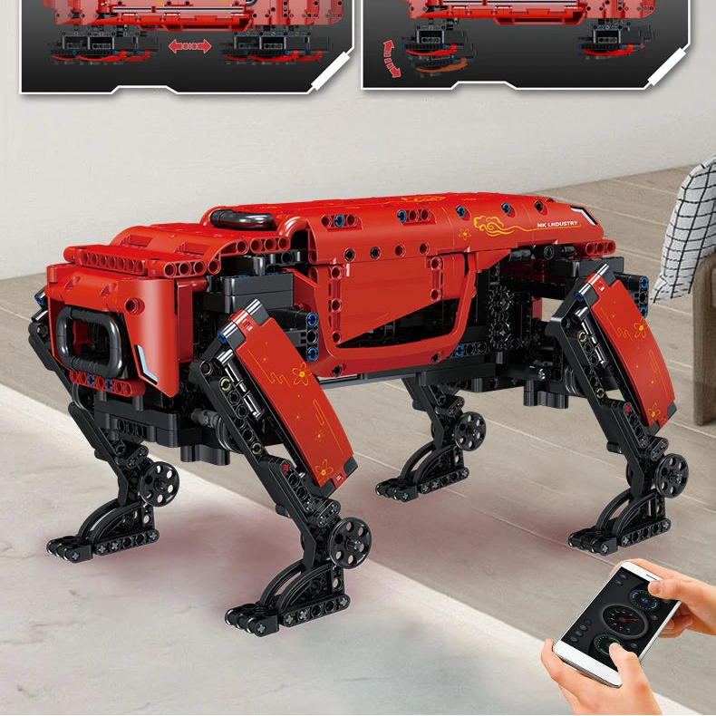 Power Robot Dog Building Blocks Set 936 Pieces with Remote Control Red