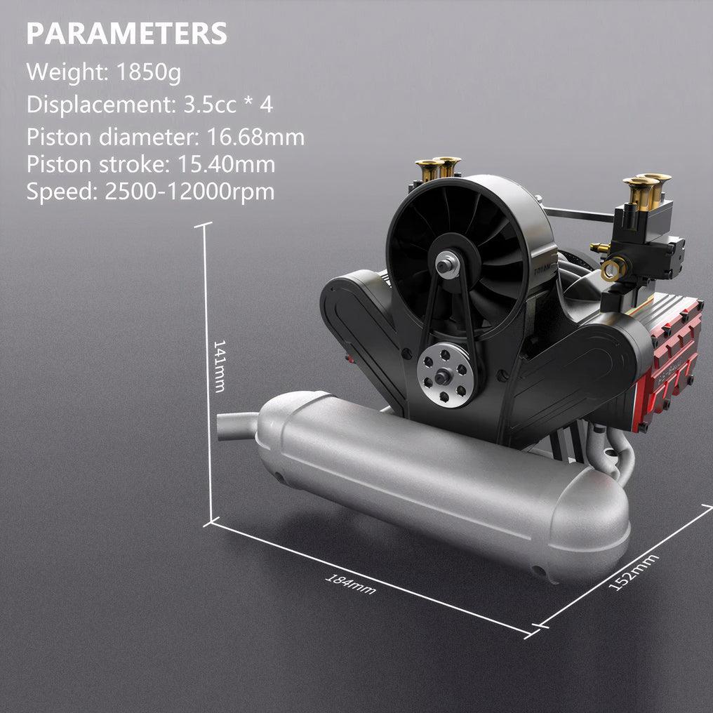 Puzzloria™ | DIY 4 Cylinder Four-Stroke 14cc Nitro H4 Engine Model Kit FS-B400 - Puzzloria