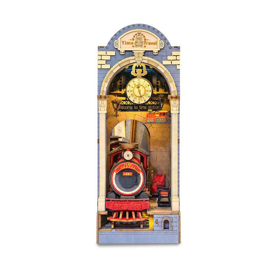vintage railway book nook kit with LED tunnel light steam train bookshelf insert for adults and collectors