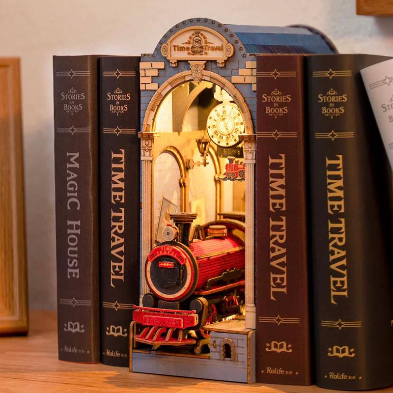 steampunk book nook kit victorian train station diorama lit bookshelf insert craft build with 258 pieces