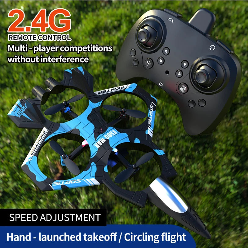 2.4 GHz RC quadcopter drone with dual-stick remote controller for kids backyard outdoor flying toy gift – Blue